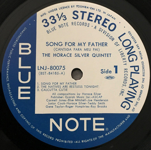 The Horace Silver Quintet - Song For My Father (Cantiga Para Meu Pai) (Vinyl, LP, Album, Reissue, Stereo) Near Mint (NM or M-) / Near Mint (NM or M-)