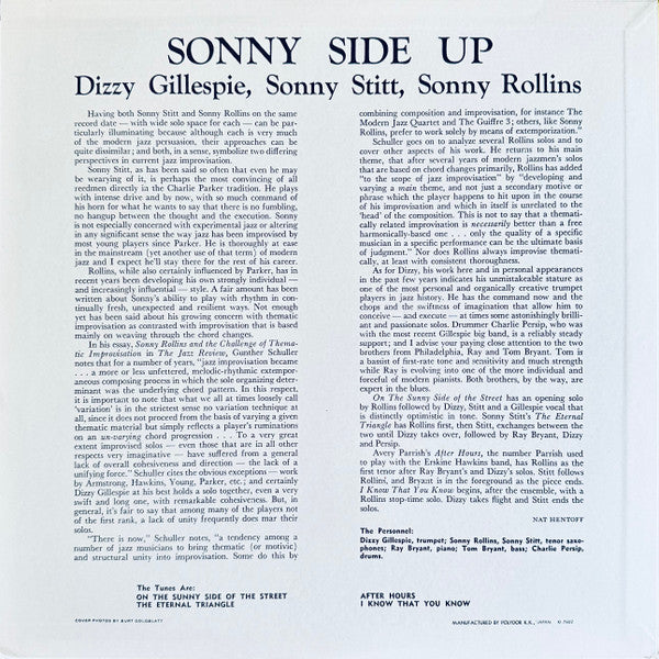 Dizzy Gillespie - Sonny Side Up (Vinyl, LP, Album, Reissue, Mono) Very Good Plus (VG+) / Very Good Plus (VG+)