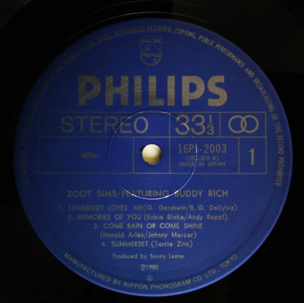 Zoot Sims - Zoot Sims Featuring Buddy Rich (Vinyl, LP, Compilation)