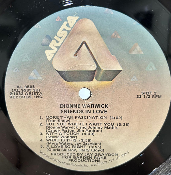 Dionne Warwick - Friends In Love (Vinyl, LP, Album) Very Good (VG) / Very Good (VG)