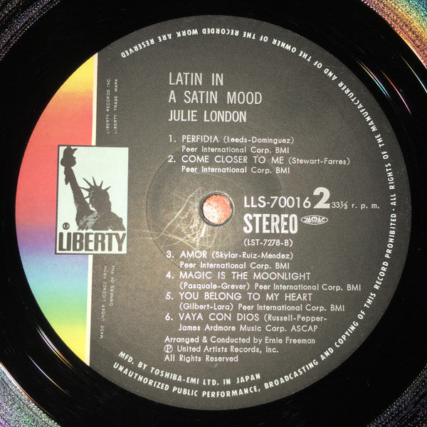 Julie London - Julie London Sings Latin In  A Satin Mood (Vinyl, LP, Album, Stereo) Very Good Plus (VG+) / Very Good Plus (VG+)
