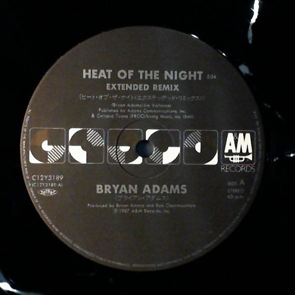 Bryan Adams - Heat Of The Night (Vinyl, 12", 45 RPM, Single) Very Good Plus (VG+) / Very Good Plus (VG+)