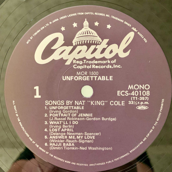 Nat King Cole - Unforgettable (Vinyl, LP, Album, Mono) Very Good (VG) / Very Good (VG)