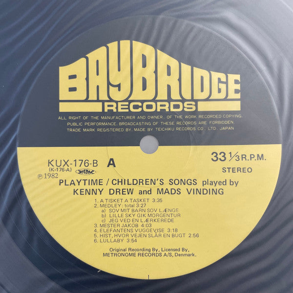 Kenny Drew - Playtime - Children's Songs Played By Kenny Drew And Mads Vinding (Vinyl, LP, Stereo) Very Good Plus (VG+) / Very Good Plus (VG+)