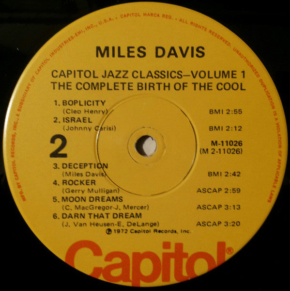 Miles Davis And His Orchestra - The Complete Birth Of The Cool (Vinyl, LP, Album, Compilation, Reissue, Mono) Near Mint (NM or M-) / Near Mint (NM or M-)