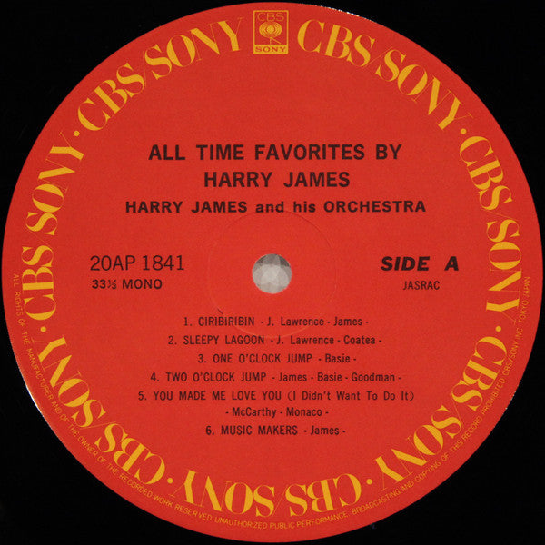 Harry James (2) - All Time Favorites (Vinyl, LP, Album, Reissue, Mono) Very Good (VG) / Very Good (VG)