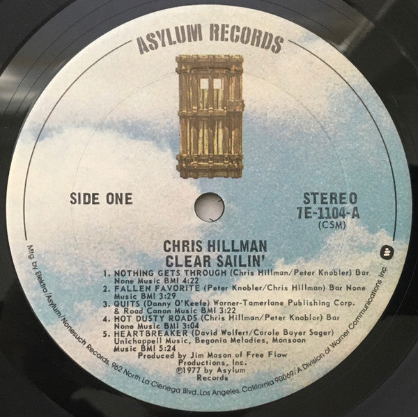 Chris Hillman - Clear Sailin' (Vinyl, LP, Album, Stereo) Very Good (VG) / Very Good (VG)