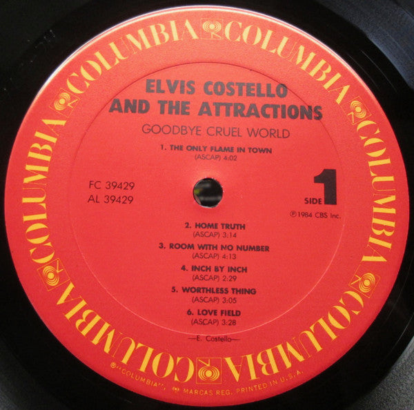 Elvis Costello & The Attractions - Goodbye Cruel World (Vinyl, LP, Album) Very Good Plus (VG+) / Very Good (VG)