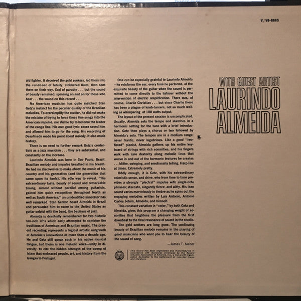 Stan Getz - Stan Getz With Guest Artist Laurindo Almeida (Vinyl, LP, Album, Stereo) Very Good Plus (VG+) / Good Plus (G+)