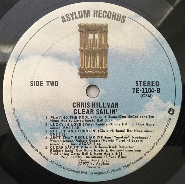 Chris Hillman - Clear Sailin' (Vinyl, LP, Album, Stereo) Very Good (VG) / Very Good (VG)