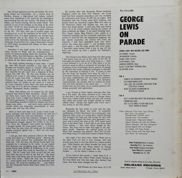George Lewis' Ragtime Band - On Parade (Vinyl, LP, Album) Very Good Plus (VG+) / Very Good Plus (VG+)