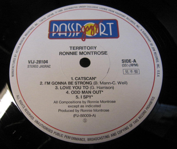 Ronnie Montrose - Territory (Vinyl, LP, Album, Promo) Very Good Plus (VG+) / Good Plus (G+)