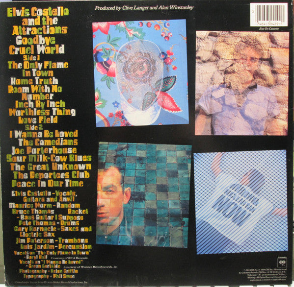 Elvis Costello & The Attractions - Goodbye Cruel World (Vinyl, LP, Album) Very Good Plus (VG+) / Very Good (VG)