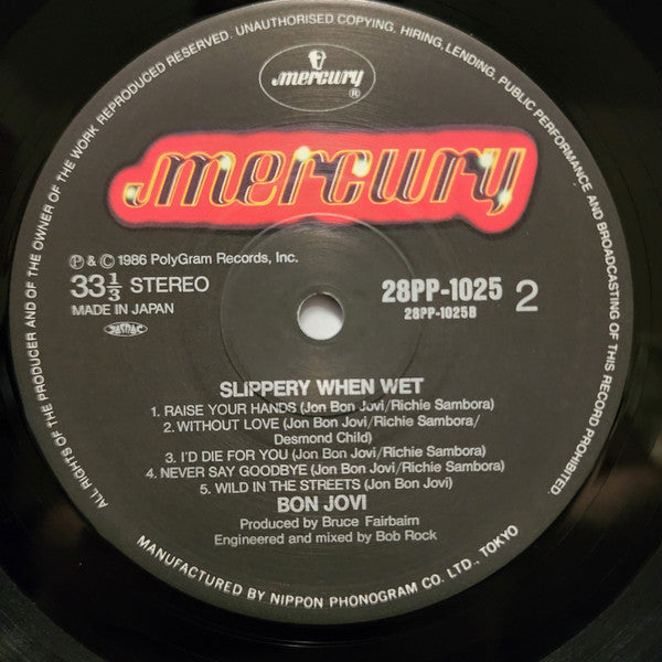 Bon Jovi - Slippery When Wet (Vinyl, LP, Album, Stereo) Very Good Plus (VG+) / Very Good (VG)
