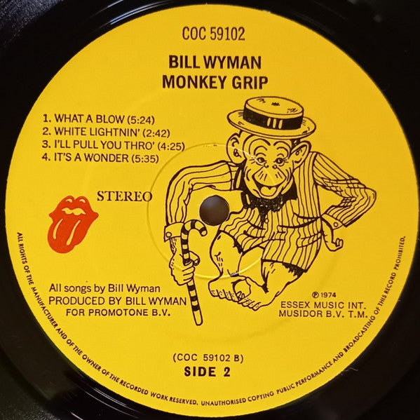 Bill Wyman - Monkey Grip (Vinyl, LP, Album, Stereo) Very Good (VG) / Poor (P)