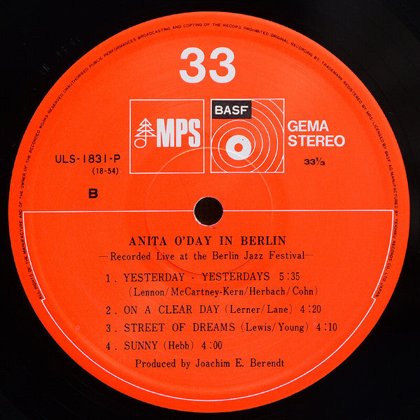 Anita O'Day - Anita O'Day In Berlin, Recorded Live At The Berlin Jazz Festival (Vinyl, LP, Album, Repress, Stereo) Very Good (VG) / Very Good (VG)