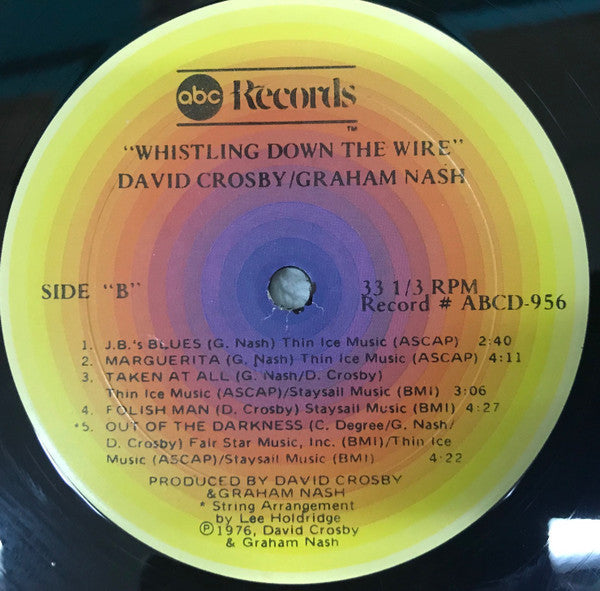 Crosby & Nash - Whistling Down The Wire (Vinyl, LP, Album) Good Plus (G+) / Very Good (VG)