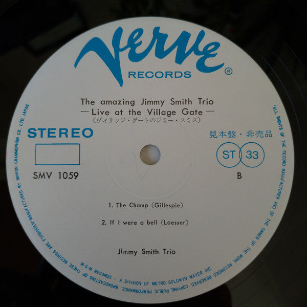 Jimmy Smith Trio - Live At The Village Gate (Vinyl, LP, Album, Promo, Stereo) Very Good Plus (VG+) / Very Good Plus (VG+)