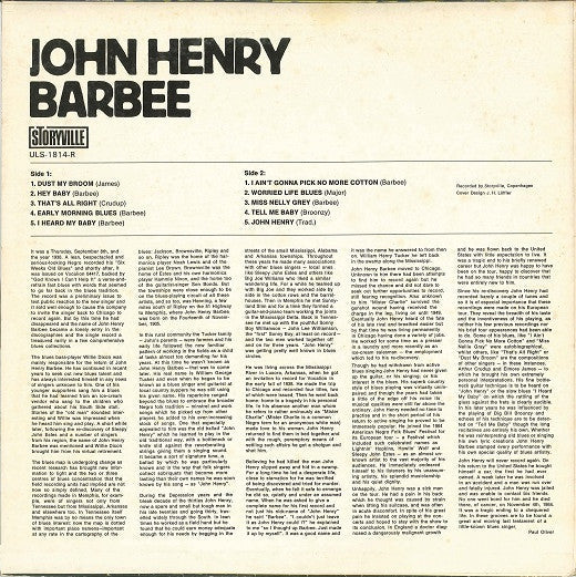 John Henry Barbee - John Henry Barbee (Vinyl, LP, Album, Reissue) Near Mint (NM or M-) / Very Good Plus (VG+)