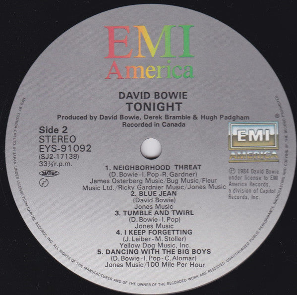 David Bowie - Tonight (Vinyl, LP, Album)