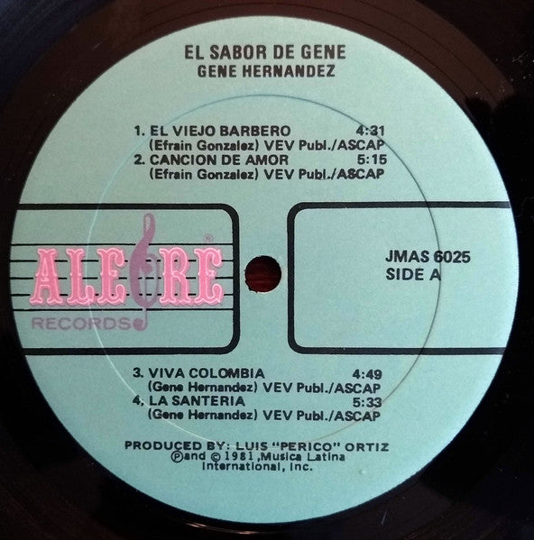 Eugenio Hernandez - El Sabor De "Gene" (Vinyl, LP) Very Good (VG) / Very Good Plus (VG+)