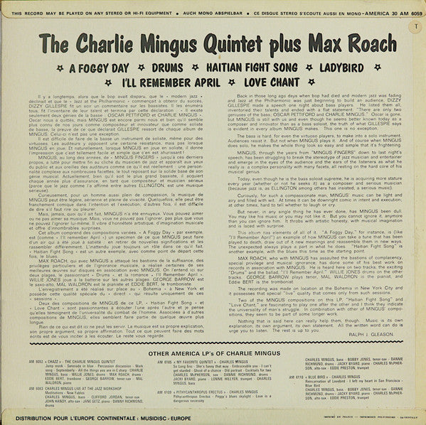The Charles Mingus Quintet - The Charles Mingus Quintet + Max Roach (Vinyl, LP, Album, Stereo) Very Good (VG) / Very Good (VG)