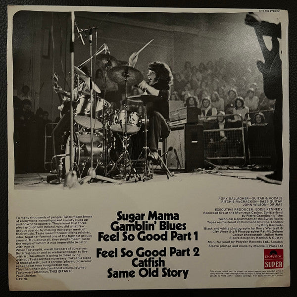 Taste (2) - Live Taste (Vinyl, LP, Album, Stereo) Very Good Plus (VG+) / Very Good (VG)