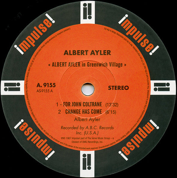 Albert Ayler - In Greenwich Village (Vinyl, LP, Album, Reissue) Very Good Plus (VG+) / Near Mint (NM or M-)