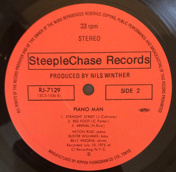 Hilton Ruiz Trio - Piano Man (Vinyl, LP, Album, Stereo) Good Plus (G+) / Good Plus (G+)