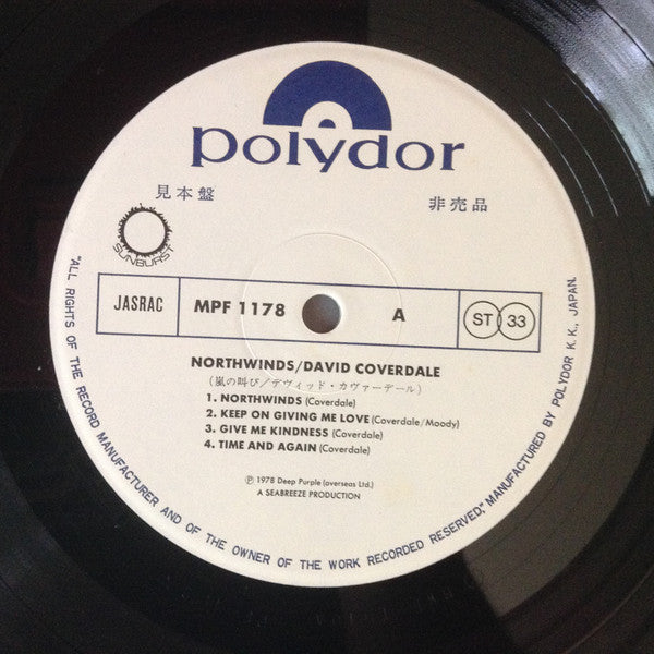 David Coverdale - North Winds (Vinyl, LP, Album, Promo) Very Good Plus (VG+) / Very Good Plus (VG+)