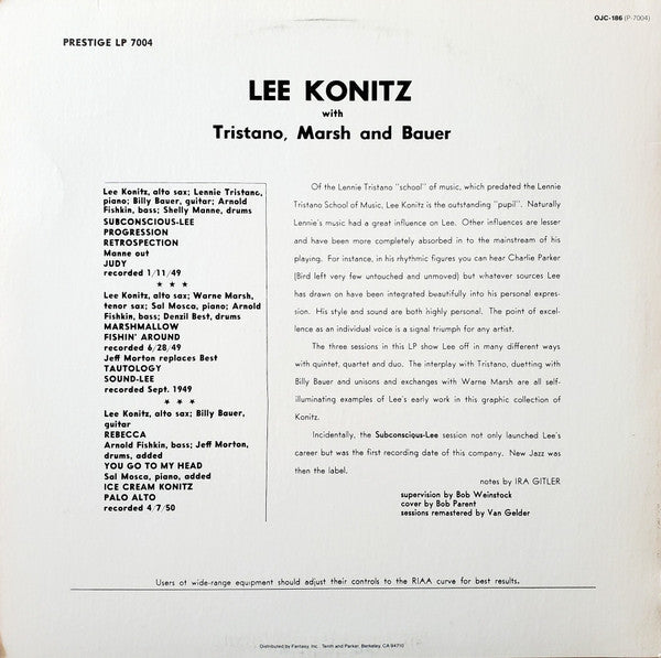 Lee Konitz - Subconscious-Lee (Vinyl, LP, Compilation, Reissue)