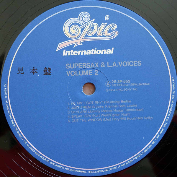 Supersax - Supersax & L.A. Voices Volume 2 (Vinyl, LP, Album, Stereo) Very Good Plus (VG+) / Good Plus (G+)