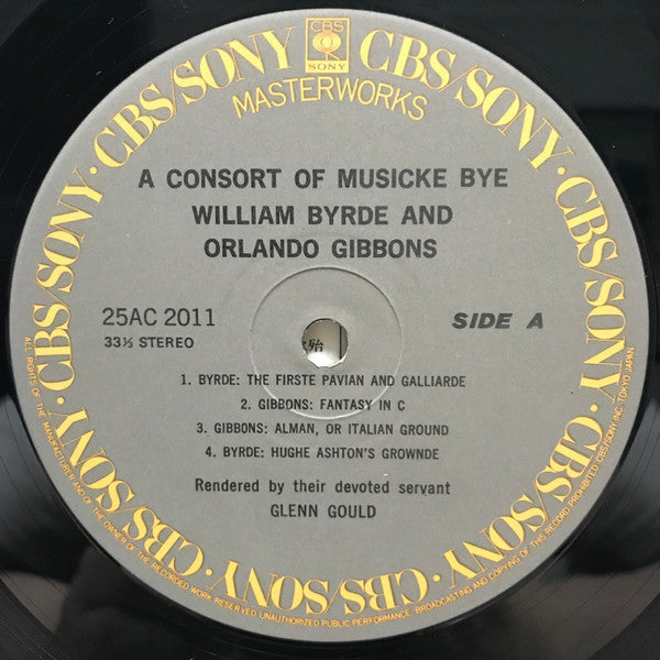 Glenn Gould - A Consort Of Musicke Bye William Byrde And Orlando Gibbons (Vinyl, LP, Album) Near Mint (NM or M-) / Very Good Plus (VG+)