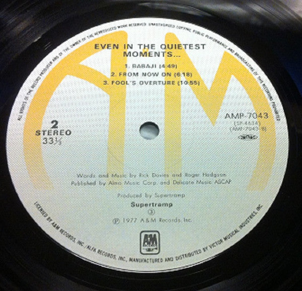 Supertramp - Even In The Quietest Moments... (Vinyl, LP, Album, Reissue, Stereo) Very Good (VG) / Very Good (VG)