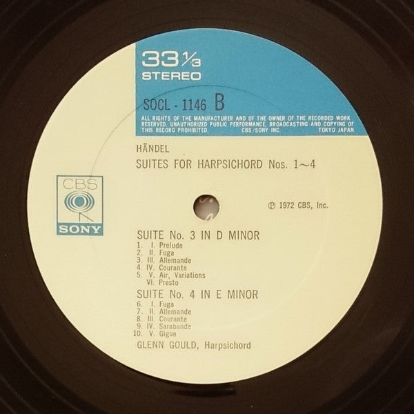 Georg Friedrich Händel - Suites For Harpsichord Nos. 1-4 (Vinyl, LP, Album) Very Good Plus (VG+) / Very Good (VG)