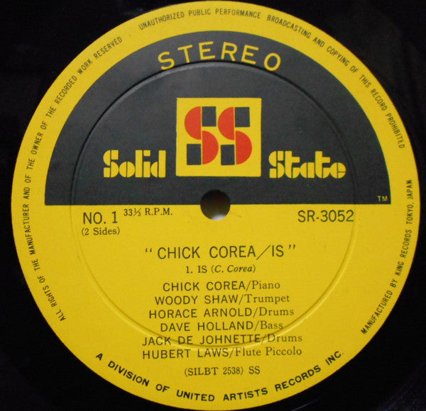 Chick Corea - Is (Vinyl, LP, Album, Stereo) Very Good Plus (VG+) / Very Good (VG)