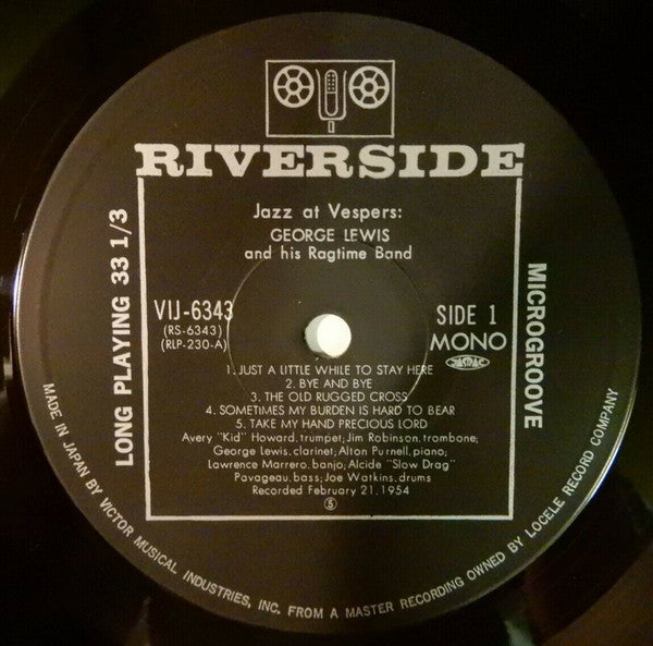 George Lewis' Ragtime Band - Jazz At Vespers (Vinyl, LP, Album, Reissue, Mono) Very Good Plus (VG+) / Very Good Plus (VG+)
