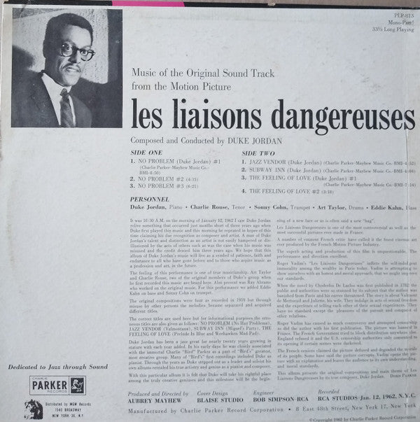Duke Jordan - Les Liaisons Dangereuses (Vinyl, LP, Album, Mono) Very Good (VG) / Very Good Plus (VG+)