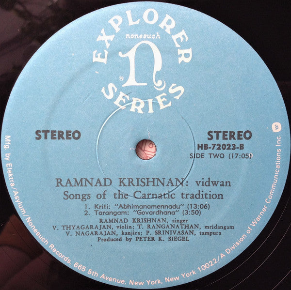 Ramnad Krishnan - Vidwan/Songs Of The Carnatic Tradition = 南インド古典声楽の真髄 (2xVinyl, LP, Album, Reissue, Stereo) Very Good Plus (VG+) / Very Good Plus (VG+)