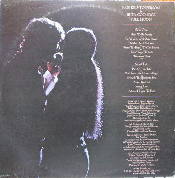 Kris Kristofferson & Rita Coolidge - Full Moon (Vinyl, LP, Album) Near Mint (NM or M-) / Very Good Plus (VG+)