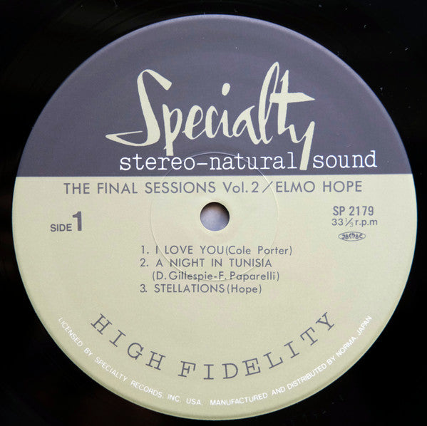 Elmo Hope Trio - The Final Sessions Vol. 2 (Vinyl, LP) Very Good Plus (VG+) / Very Good Plus (VG+)