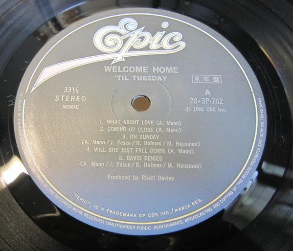 'Til Tuesday - Welcome Home (Vinyl, LP, Album, Promo) Very Good Plus (VG+) / Very Good (VG)