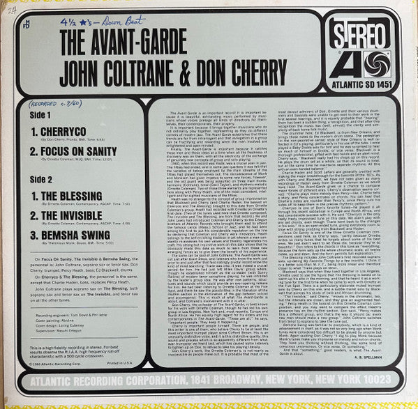 John Coltrane - The Avant-Garde (Vinyl, LP, Album, Stereo) Very Good (VG) / Very Good (VG)