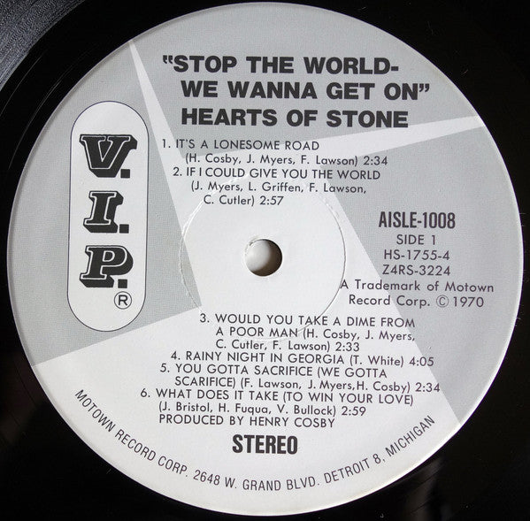Hearts Of Stone - Stop The World-We Wanna Get On (Vinyl, LP, Album, Reissue) Very Good Plus (VG+) / Very Good Plus (VG+)