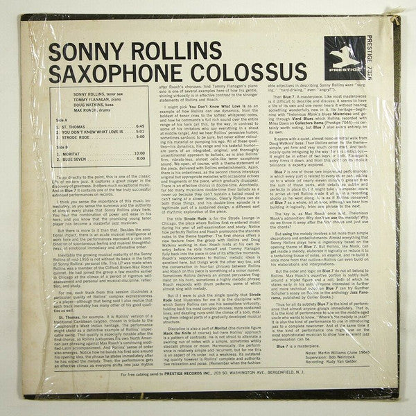 Sonny Rollins - Saxophone Colossus (Vinyl, LP, Album, Reissue, Stereo) Very Good (VG) / Very Good (VG)