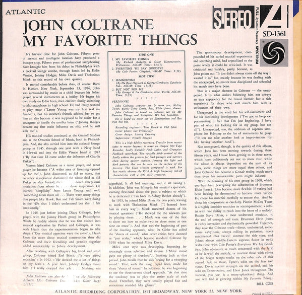 John Coltrane - My Favorite Things (Vinyl, LP, Album, Reissue) Very Good Plus (VG+) / Very Good (VG)