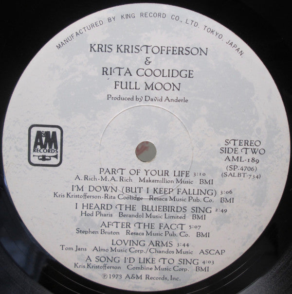 Kris Kristofferson & Rita Coolidge - Full Moon (Vinyl, LP, Album) Near Mint (NM or M-) / Very Good Plus (VG+)