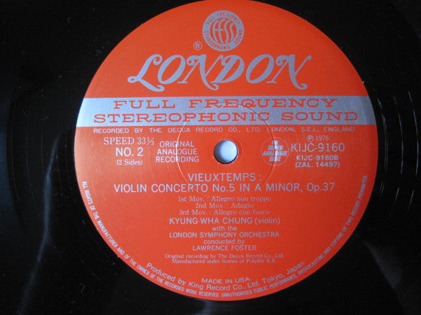 Kyung-Wha Chung - Violin Concerto No. 3 / Violin Concerto No. 5 (Vinyl, LP, Album, Reissue) Very Good Plus (VG+) / Very Good Plus (VG+)