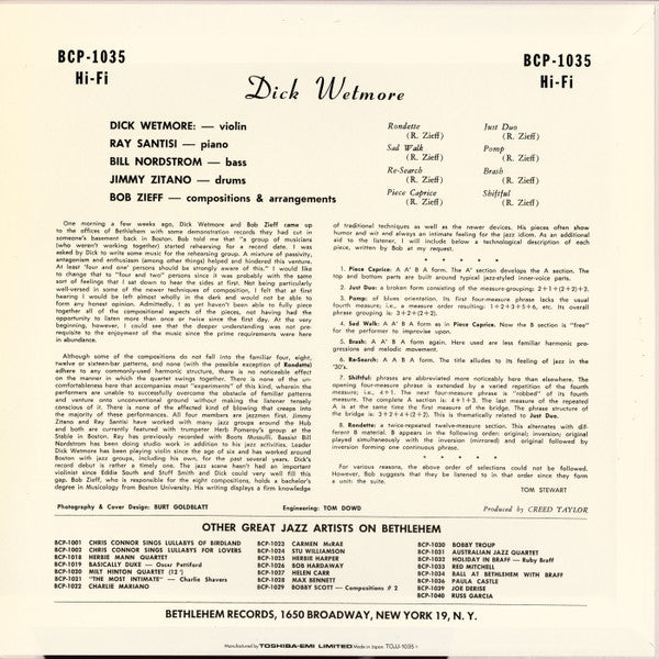 Dick Wetmore - Dick Wetmore (Vinyl, LP, 10", Album, Limited Edition...