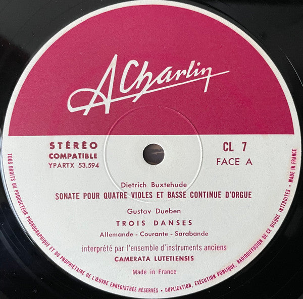 Camerata Lutetiensis - Musique A La Cour De Suède (Vinyl, LP, Album) Very Good Plus (VG+) / Very Good (VG)